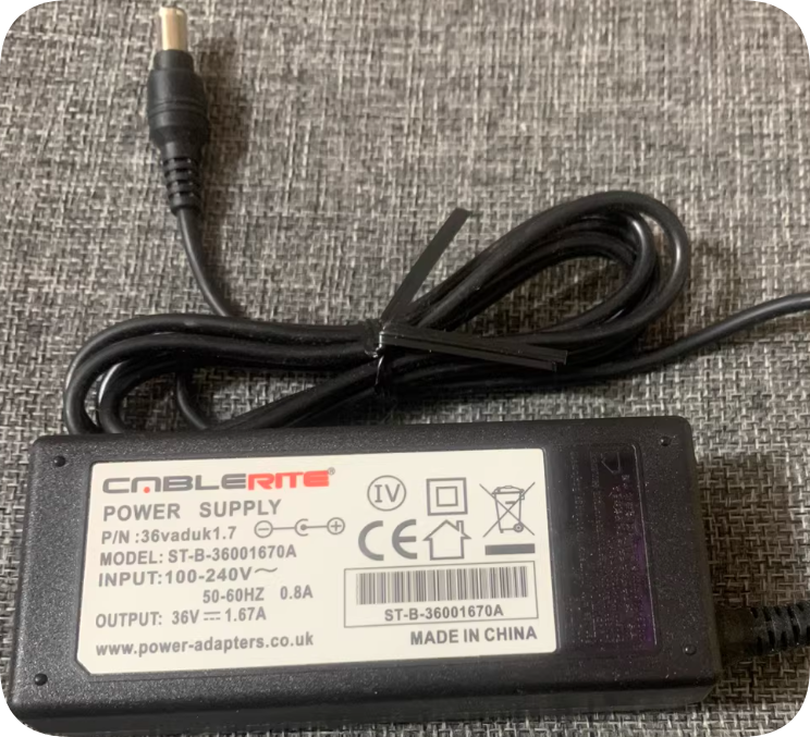 Brand New Cablerite ST-B-36001670A 36V 1.67A 60W AC Power Adapter, 36vaduk1.7 Replacemen